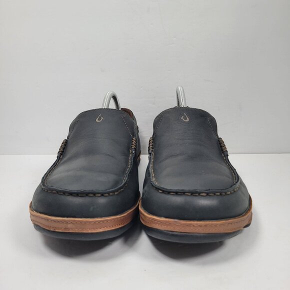 Olukai Men's Black Leather Slip-On Shoes 10128-4033 US Size 9.5 - Picture 3 of 8